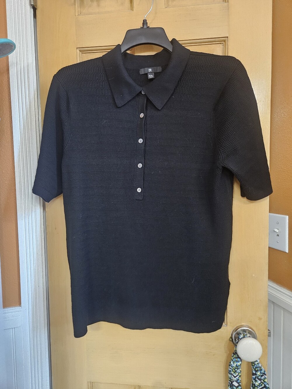 Banana Republic Black Knit Polo with Button Placket